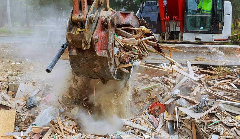 rubble in demolished building